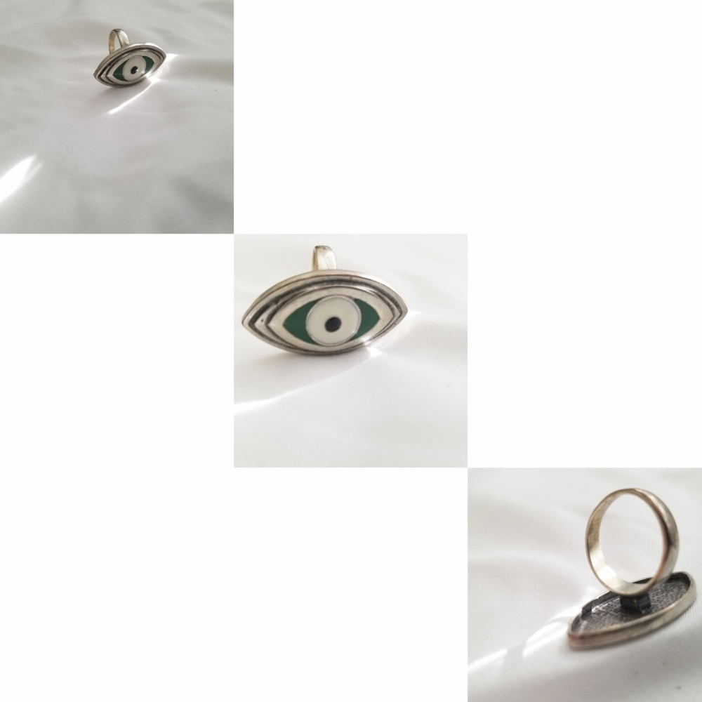 Green evil eye ring